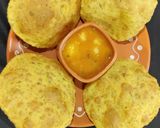 A picture of step 4 of Bedmi puri with aloo sabji.