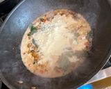 A picture of step 6 of Creamy Garlic Chicken Pasta with Tomato Spinach & Mushrooms.