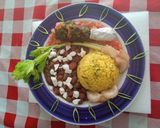 Foto del paso 11 de la receta: Muslo de pollo arroz ajo y cúrcuma porotos guisados