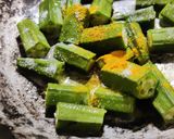 A picture of step 2 of Bhindi kadi and chawal.