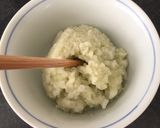 A picture of step 8 of Pandan green coconut rice dessert (vegan, gluten free).