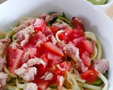 Foto del paso 3 de la receta Spaguettis de calabacín con tomate y crema de aguacate