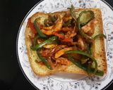 A picture of step 7 of Chicken Fajita cheese sandwich.