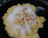A picture of step 5 of Aaloo Halwa (potato pudding).