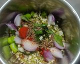 A picture of step 2 of Singhara flour Sprouts Chilla.