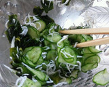 A picture of step 3 of Time-Saving Cucumber, Wakame Seaweed and Shirasu Vinegar Toss.