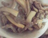 A picture of step 6 of Stir Fried Pork, Shimeji Mushrooms and King Oyster Mushrooms with Oyster Sauce.