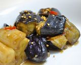 A picture of step 3 of Eggplant and Japanese Leek Stir-fry with Miso.