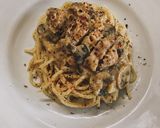 Foto langkah ke 7 dari resep Creamy Garlic Chicken Breast with Spaghetti Carbonara.