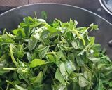 A picture of step 1 of Methi sabzi bajri roti and peanut chutney.