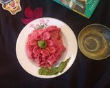 A picture of step 3 of Pink khichu/ red velvet khichu.