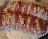 A picture of step 3 of Hanpen Wrapped in Sliced Pork Belly.