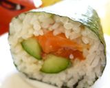 A picture of step 11 of Ehoumaki: Lucky Fat Sushi Rolls with Marinated Salmon and Cucumber.