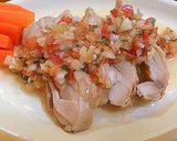 A picture of step 12 of Steamed Chicken with Tomato and Onion Sauce.