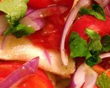 A picture of step 2 of Peach and Heirloom Tomato Salad.