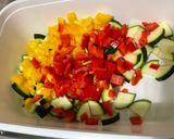 Une image de l'étape 12 de Poulet mariné aux poivrons tricolores et courgette.