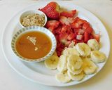 A picture of step 1 of Strawberry banana nutty pancake.