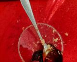 A picture of step 1 of My Sticky Beef Strips marinated in a lovely Sauce.