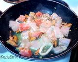 A picture of step 1 of Tagilatelle with seafood marinara.