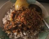 A picture of step 5 of Ofada rice and stew.