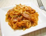 A picture of step 4 of Spaghetti Napolitan with Dried Daikon Radish Strips.