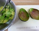 A picture of step 1 of Gratinée of Avocado, Camembert Cheese and Honey Mustard.