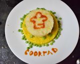 A picture of step 14 of Two Tier Pulao Cake With Edible Cookpad Logo.