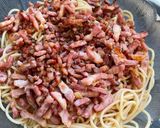Une image de l'étape 7 de Spaghettis façon carbonara.