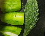 A picture of step 1 of Bharwa karela.