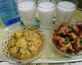A picture of step 6 of Mango Chicken bit's💞 with Kadu chicken😉 & metthi lassi😋.