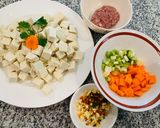 Hình bước làm 1 của món Thịt bằm xào tàu hủ