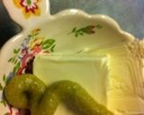 A picture of step 3 of Chikuwa with Wasabi and Cream Cheese.