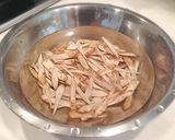 A picture of step 1 of Burdock Root Kimpira Using a Staub Casserole.