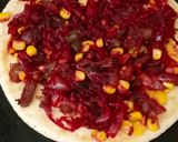 A picture of step 4 of Beetroot corn cheese pizza.
