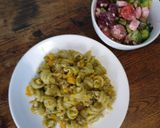 A picture of step 7 of Pasta con zucca e salsiccia.