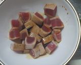 A picture of step 1 of Sweet Chirashi Sushi with Skipjack Tuna (Bonito) and Avocado.