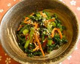 A picture of step 4 of Chrysanthemum Greens and Chikuwa Fishstick Kinpira.
