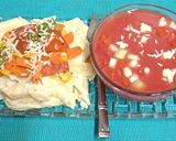 A picture of step 6 of Summer Special Platter----- Pasta🍝 & Vegetable Casserole served with Watermelon 🍉 Gazpacho.