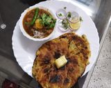 A picture of step 11 of Amritsari Chole with Amritsari Kulcha.