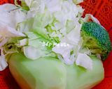 Hình bước làm 1 của món Tim heo xào bông cải xanh,su su và bắp cải