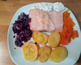 Foto del paso 6 de la receta: Salmón al vapor con lactonesa de hierbabuena y guarnición