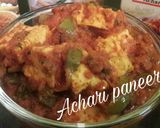 A picture of step 7 of Achari paneer.