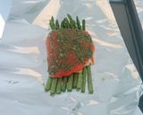 A picture of step 5 of Pesto Salmon and Asparagus in Foil.