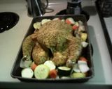 A picture of step 4 of Roasted Chicken with Pistachio Crust & Veggies.