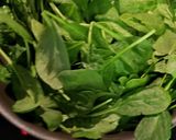 A picture of step 8 of Simple Side dishes: sweet potato ribbons with garlic spinach.
