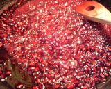 A picture of step 1 of pomegranate syrup on ice cream.
