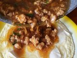 "Steam Tahu Telur Siram Daging Cincang"