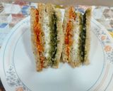 A picture of step 4 of Tri colour sandwiches.