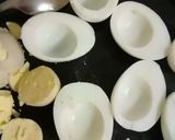 A picture of step 3 of Deviled Eggs with Beetroot Hummus.