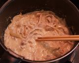 A picture of step 2 of Springtime Pasta with Soy Milk- Miso-Mustard Cream Sauce.